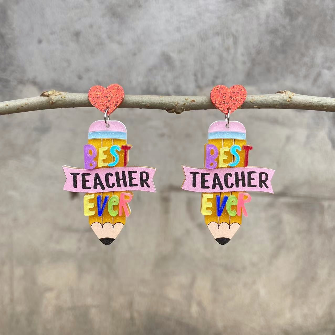 Wholesale Acrylic Teacher' s Day Graduation Season Back to School Season Letter Earrings